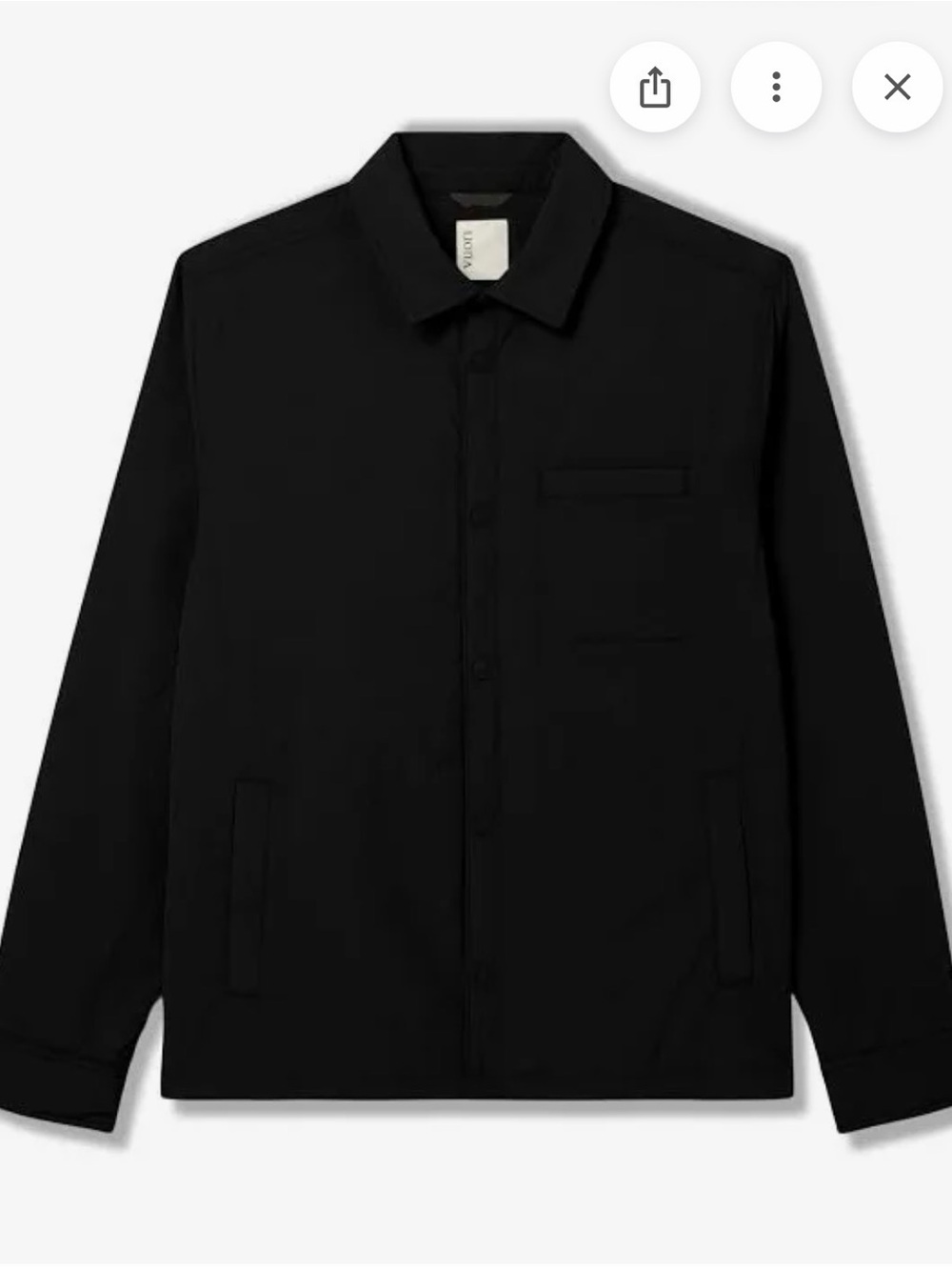 Vuori Black Lightweight Shirt Jacket